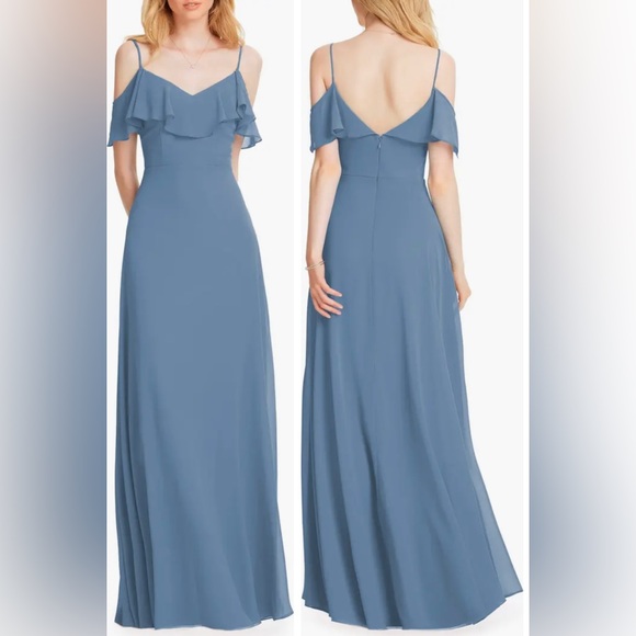 Formal Ruffle Chiffon Gown, Size 0 - Picture 5 of 5